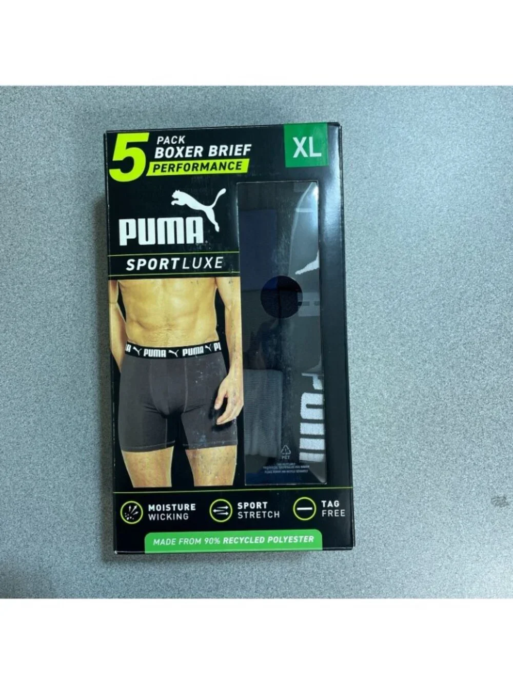 NWT Puma Men's XL SportLuxe Performance 5-Pack Boxer Briefs Multicolor
